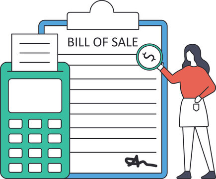 Bill of Sale, cost and expense analysis for business or personal finance concept,
