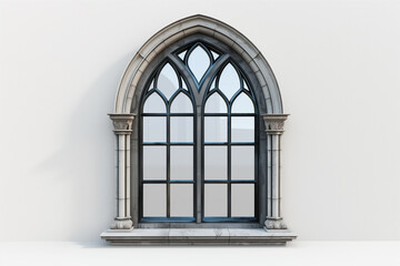 Stone Arch Window in White Wall