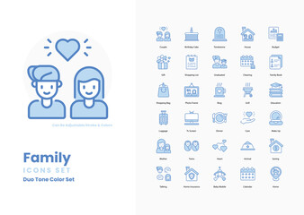 family icons collection. Set contains such Icons as Family, Parents, Children, Siblings, Love, Bond, Home, Together, Unity, Support, Care, Hug, Kiss, and more