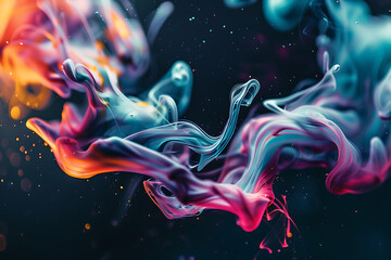 Obraz premium Colorful liquid shapes floating gracefully, creating a mesmerizing abstract pattern