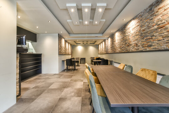 Modern interior design of a spacious dining area