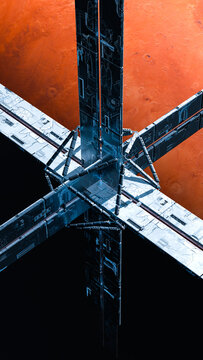 GeoModule Satellite Orbiting Mars - Space Technology Illustration
