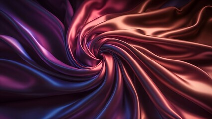 Fototapeta premium Luxurious Ripple Silk Fabric in Shades of Purple and Shimmering Pink in Vortex