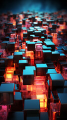 Fototapeta premium 3D Cubes in Dark Background