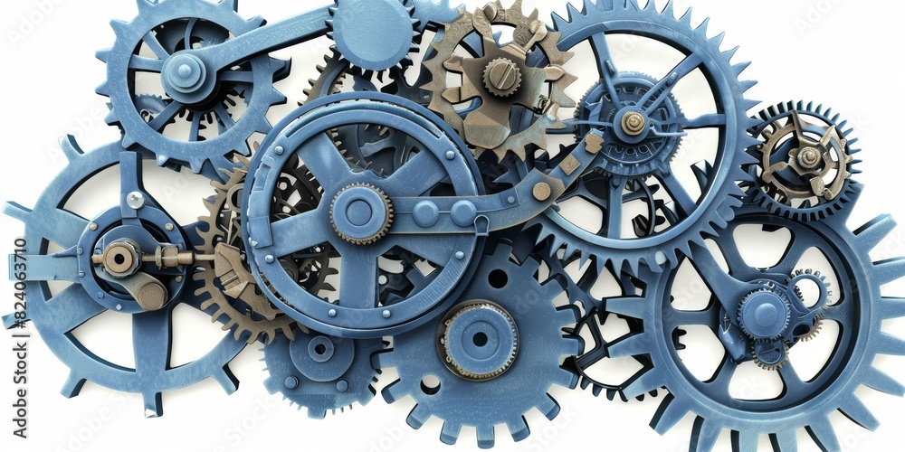 Aufkleber A Detailed Array of Interlocking Gears and Cogwheels, Showcasing the Precision and Teamwork Required in Modern Industrial and Mechanical Engineering, Generative AI