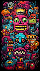 Fototapeta premium Colorful Monster Printed T-Shirt for Kids and Adults