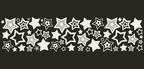 Contemporary composition with different stars in Y2K retro style in chrome design.Brutalism geometric set. Graphic elements.