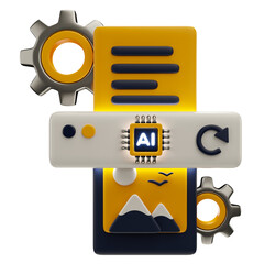 3d icon illustration of AI image generator 
