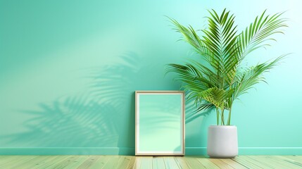 Empty wall frame mockup with a floating design, creating a modern and minimalist look.