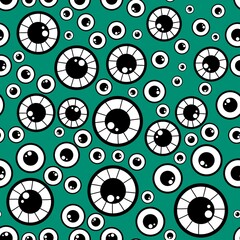 Cartoon Halloween monsters eyes seamless autumn pattern for wrapping paper