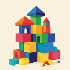 Obraz premium Illustration of a building made of children's cubes.