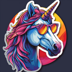 Unicorn Sticker Wearing Sunglasses