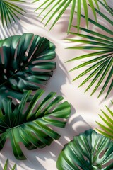 Green tropical palm leaves