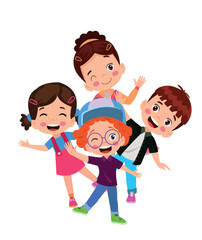 vector illustration of students in different postures