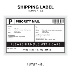 Obraz premium Customizable Shipping Label Design Template with Sender, Recipient, Package Details, and Customs Information for Efficient Shipping