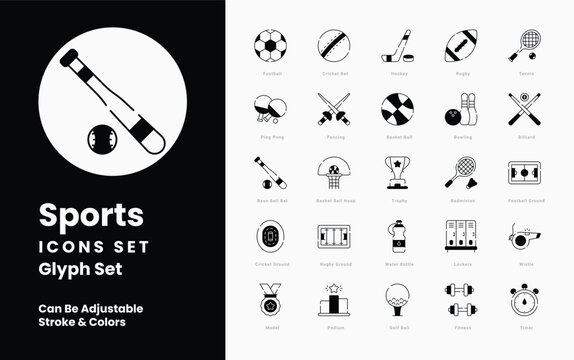 Sports icons collection. Set contains such Icons as Superstar, Prodigy, Trailblazer, Olympian, World Champion, GOAT, Icon, Sportsman, Sportswoman, and more