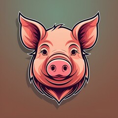 pig head logo or mascot