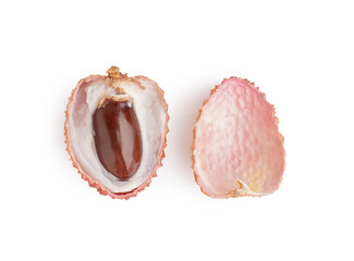 Juicy litchi fruit on white background