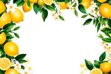 Card template for wedding in Italian style or birthday with lemons. Watercolor. Mock up for printing.