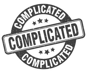 complicated stamp. complicated label. round grunge sign