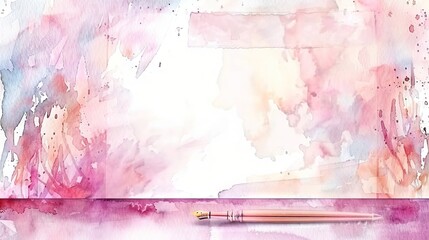 Obraz premium Elegant watercolor background with a fountain pen. Perfect for stationery design, creative writing, and abstract art. Copy space
