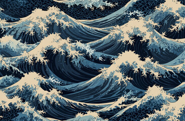 ocean waves illustration blue and white 