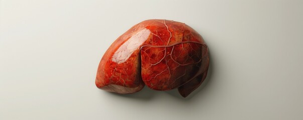 Fototapeta premium A piece of liver is attached to a wall