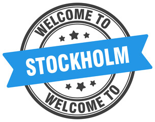 Obraz premium Welcome to Stockholm stamp. Stockholm round sign