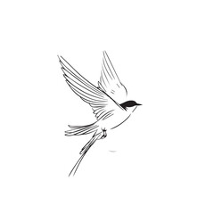 Swallow in cartoon, doodle style . Image for t-shirt, web, mobile apps and ui. Isolated 2d vector illustration in logo, icon, sketch style, Eps 10, black and white. AI Generative