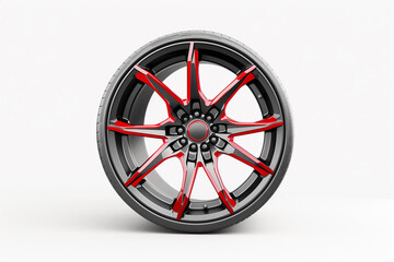 Obraz premium Red and Black Wheel on White Background