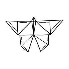 Origami butterfly in simple doodles style. illustration isolated on white background.