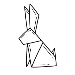 Hare or rabbit origami in a simple doodle style. illustration isolated on a white background.