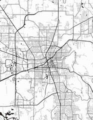 Minimalist white map of Huntsville, Alabama – A modern map print highlighting infrastructure of the city, useful for tourism purposes
