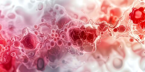 Microscopic image of immune cells in respiratory tract during allergic reaction. Concept Allergy Research, Immune Response, Respiratory Tract, Microscopic Imaging, Immune Cells