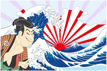 浮世絵　葛飾北斎　冨嶽三十六景 神奈川沖浪裏のイメージイラスト4