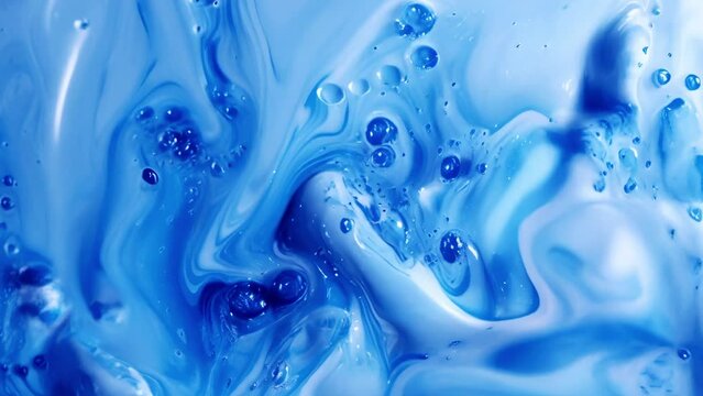  Top View of Abstract Blue and White Swirling Liquid. Liquid Design and Art Concept. Video Background