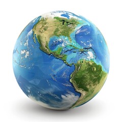 earth globe american section on white background