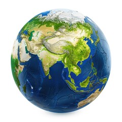 A vibrant and detailed 3D rendering of Earth