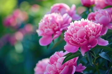 Romantic Pink peonies. Floral soft nature. Generate ai