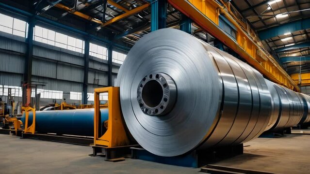 roll steel, stainless or galvanized steel coil inside factory or warehouse. Include overhead crane, hoist hook