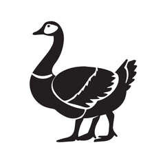 Goose in cartoon, doodle style . Image for t-shirt, web, mobile apps and ui. Isolated 2d vector illustration in logo, icon, sketch style, Eps 10, black and white. AI Generative