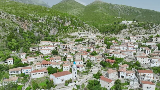 Dhermi from a drone, Village in Ceraunian Mountains, Albania