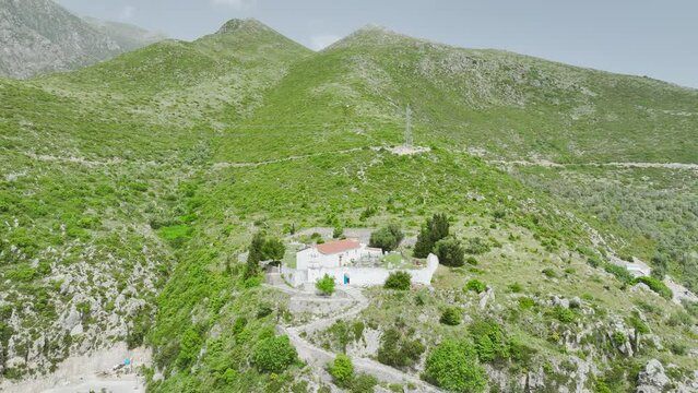Dhermi from a drone, Village in Ceraunian Mountains, Albania