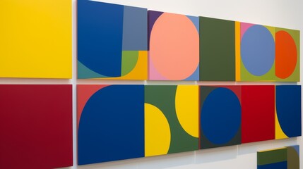 Interactive painting whose colors and shapes dynamically change in response to music playing in the gallery, creating a unique visual accompaniment for each tune, no text, no captions, no