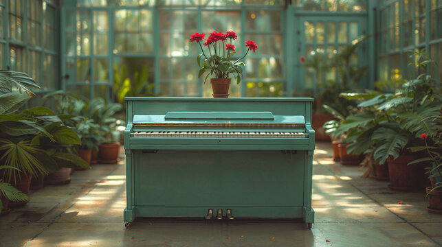 interior con ventanas y un piano vertical