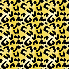 Yellow and Black Leopard Print Seamless Animal Pattern
