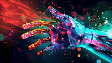 Fototapeta premium background digital transparent of hand colorful