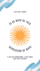 25 de Mayo de 1810, día de la revolución argentina. Viva la patria. Historia para redes sociales