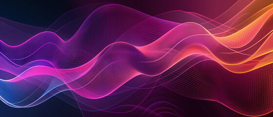 Vibrant Abstract Neon Wave Pattern with Dynamic Flowing Lines and Multicolor Gradient on a Dark Background for Modern Digital Art and Design