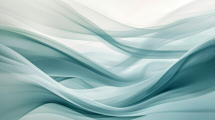 Abstract Green Flowing Waves with Soft Transparent Layers and Gentle Gradient Effect for a Serene and Elegant Design Aesthetic